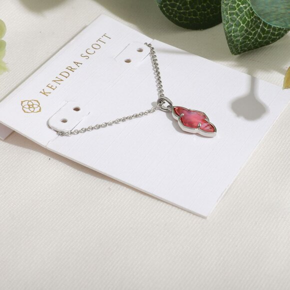 Kendra Scott Framed Abbie Silver Light Burgundy Short Necklace - Picture 4 of 5